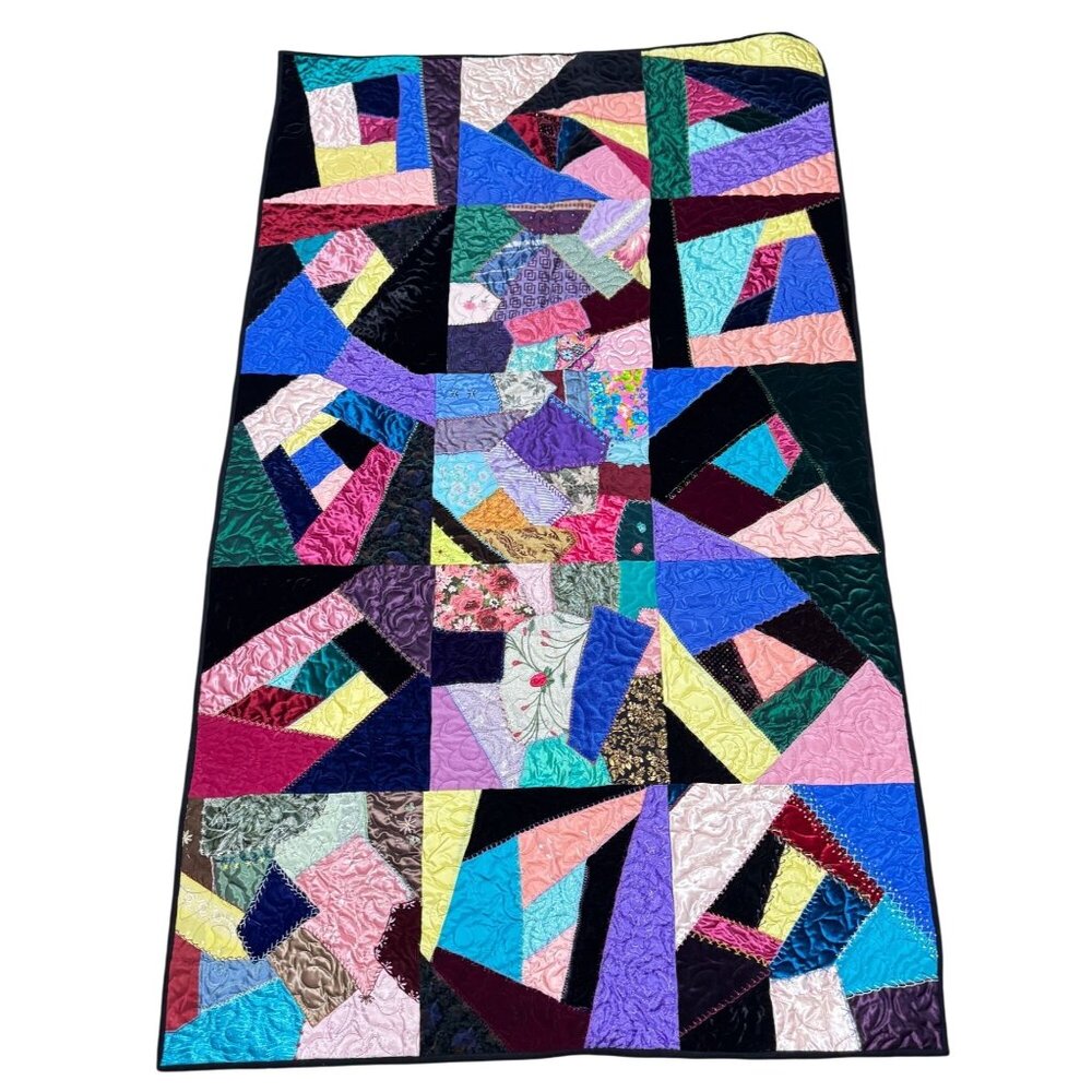 Crazy Quilt Handmade by the Valley Assembly Quilters Spokane Washington 42"x 72"